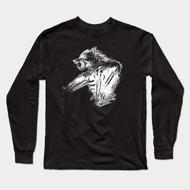 Wolfman Long Sleeve T-Shirt by MoccaDesigns